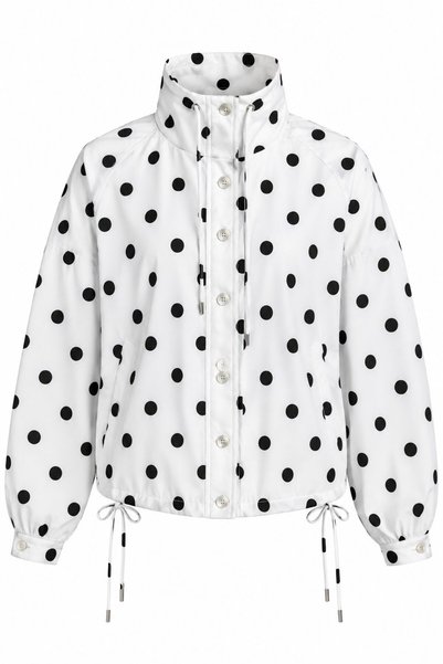 White Polka Dot Raincoat with Drawstrings on the Sides - 2Y4171