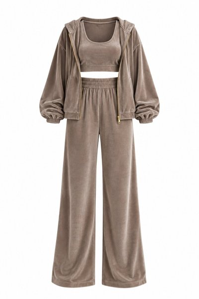 Mink 100% Cotton Hooded Velvet 3-Piece Set - 0097
