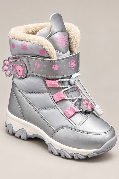 Tiger Girls' Boots with Fur Inside, Laces and Velcro Fasteners