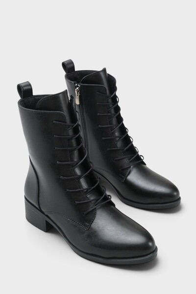 Carolie Lace-Up Side Zipper Mid-Heeled Women's Casual Boots