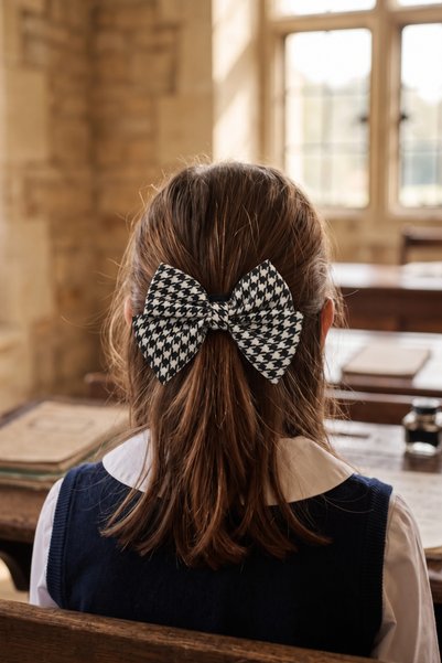 Goose Feet Patterned Elastic Bow Buckle Black