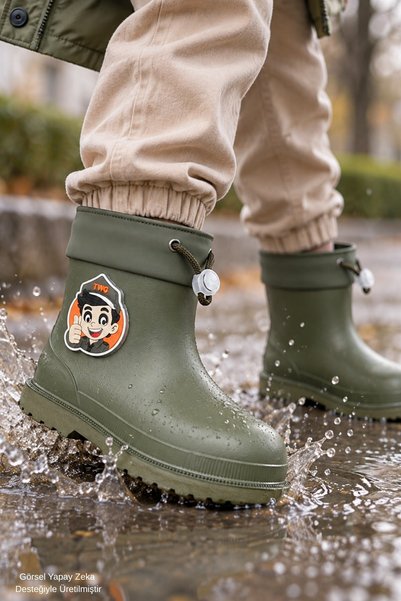 KITTY Fur-Lined Elastic Unisex Kids Daily Rain and Snow Boots