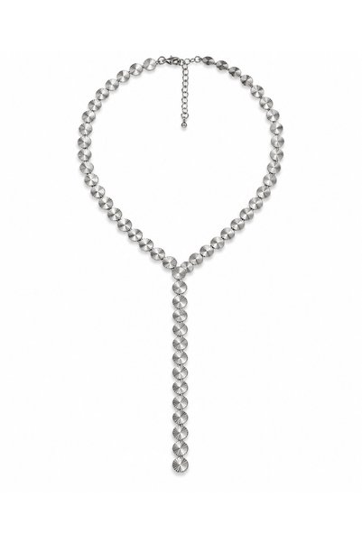 Steel Crushed Plate Y Necklace