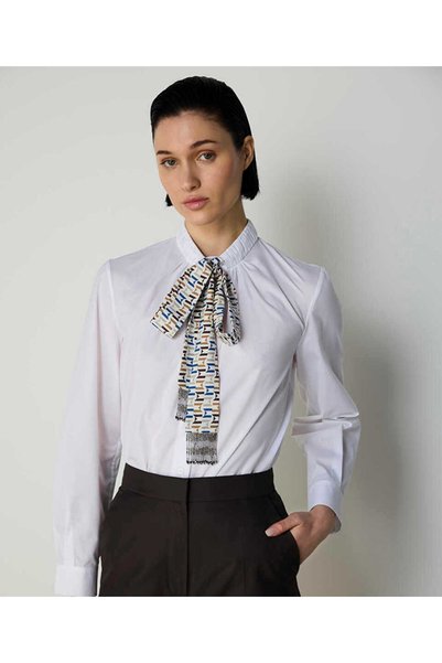 Poplin Shirt with Scarf Accessory