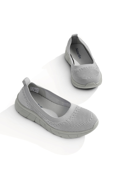 Women's Gray Knitwear Casual Loafer Shoes