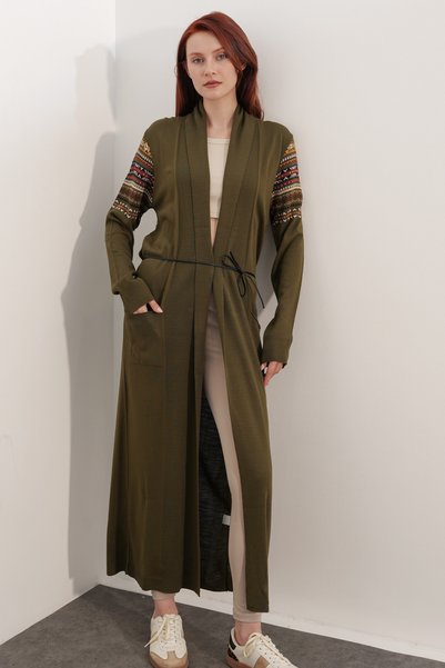 15690 Long Knit Cardigan - A.Khaki