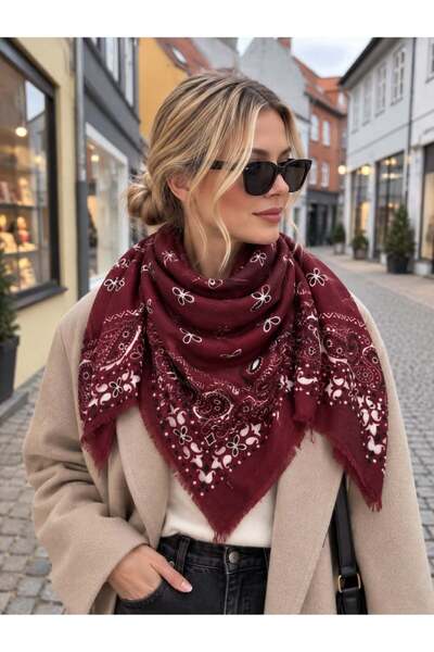 Ethnic Patterned Shawl 110X110Cm