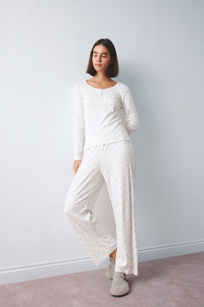 Regular Fit Floral Buttoned Long Sleeve Pajama Set H8810Ax26Au