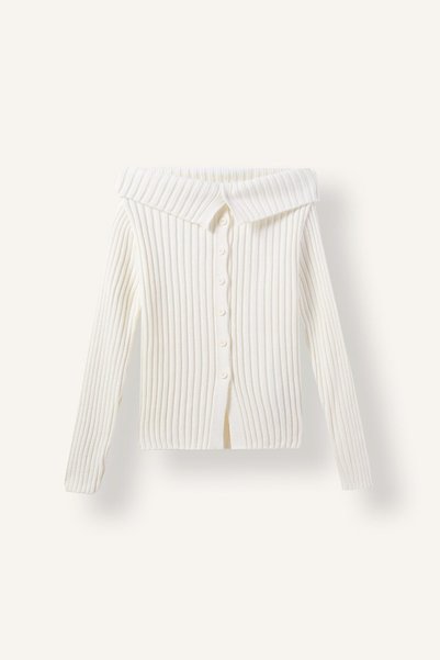 Regular Fit Open Shoulder Ribbed Knitwear Basic Cardigan H2159Ax26Au
