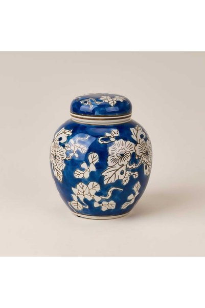 Deco Sorrento Ceramic Vase - Navy Blue / White - 15.5 cm