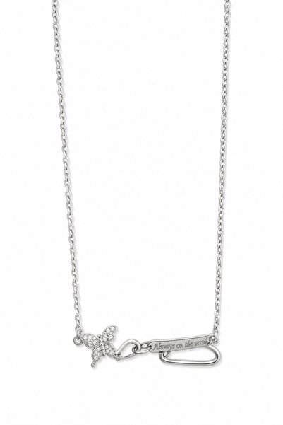 Steel Butterfly Figured Written Carabiner Locking Necklace - Modern and Stylish Design