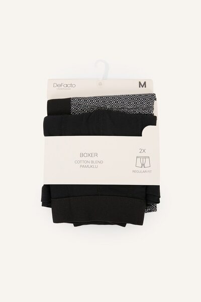 Regular Fit Ethnic Patterned Cotton 2-Piece Boxer I7815Ax26Au