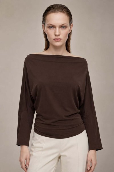 Long Sleeve Loose One Shoulder Cut-out BLOUSE