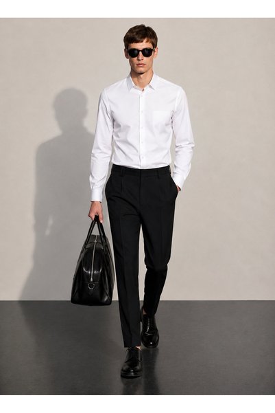 Бела машка кошула со јака, slim fit LINCOLN