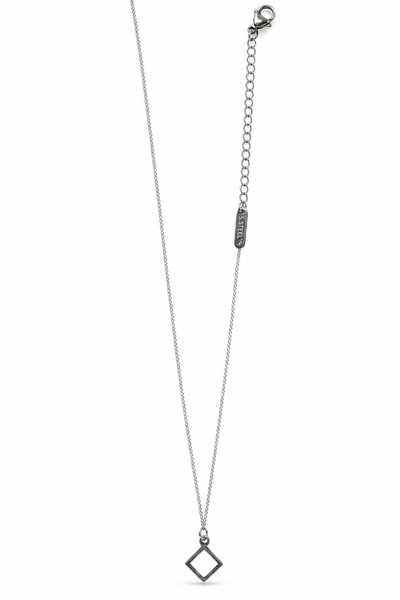 Stylish and Modern Steel Square End Thin Chain Necklace - Unisex Design