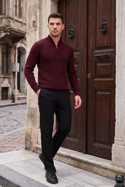 Normal Waist Regular Fit Straight Leg Trousers Men's Pants 6843702