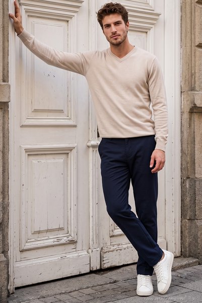 Normal Waist Regular Fit Straight Leg Trousers Men's Pants 6843703
