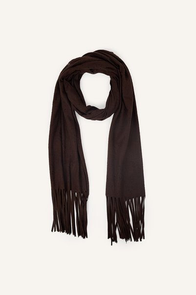 Women's Fringed Self-Patterned Scarf I2985Ax26Wn