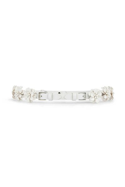 Leather Belt with Flower Appliques