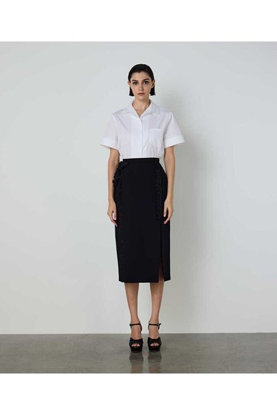 RUFFLE STRIPED SKIRT