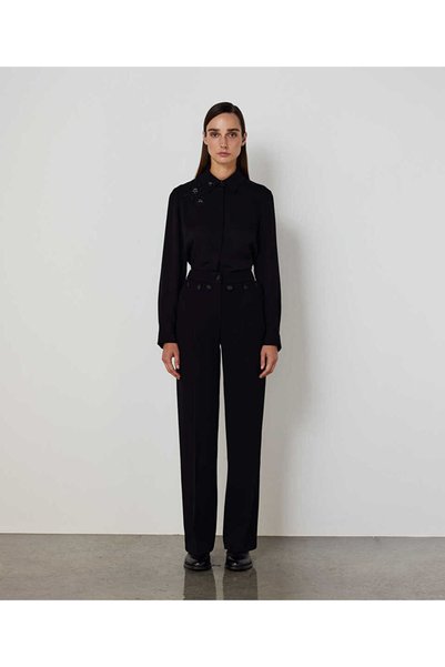 WOOL TROUSERS WITH BUTTON ACCESSORY