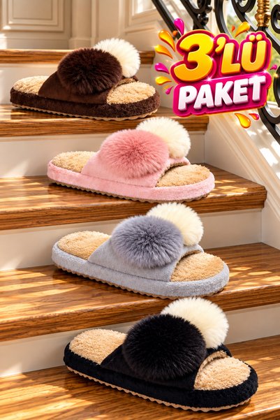 3-Pack Lovely Indoor Women's Slippers Home Slippers Soundproof Sole Soft Comfortable Slippers