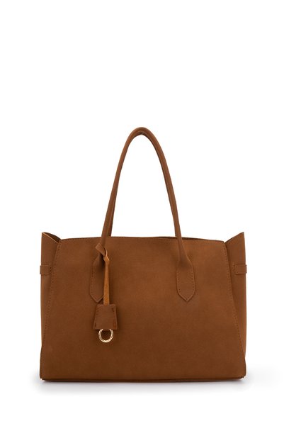 Pendant Detailed Shopper Suede Pamela Women's Shoulder Bag