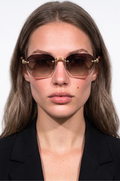 Sinef Gold Brown Gradient Sunglasses