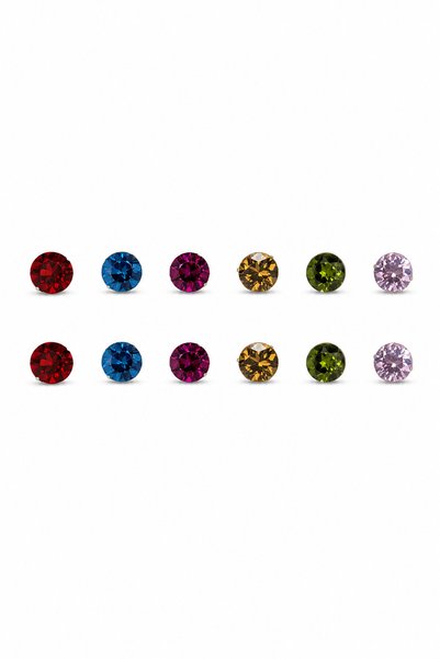 Multi-Colored Stone Bijoux Earring Set 6 Pairs, Stylish and Elegant for Everyday Wear