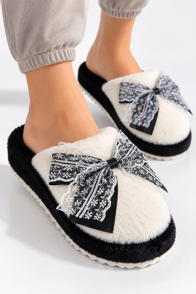 Women's Plush, Bowknot, Soft Sole Winter House Slippers