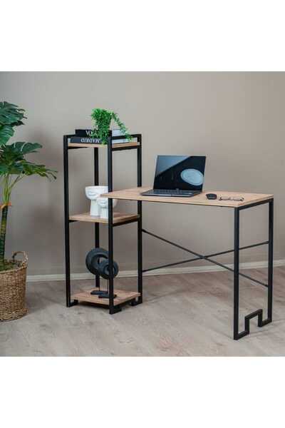 Leon Metal Study Desk with Shelf - Lidya / Black
