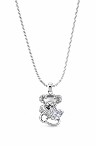Steel Animal Figured Heart Stone Necklace - Stylish and Durable Women's Jewelry