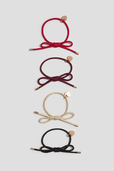 4-Piece Bow Detailed Hair Elastic