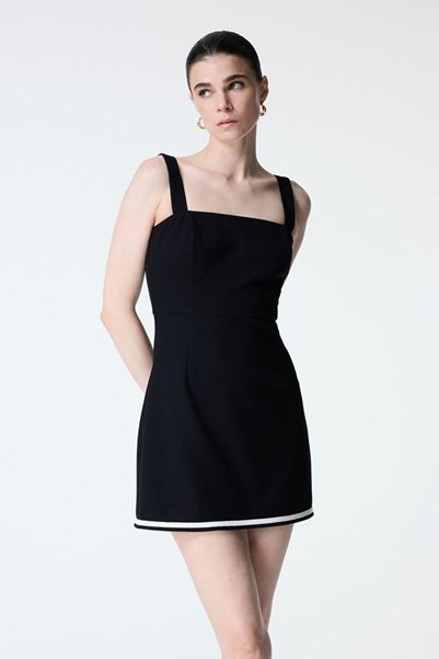 Black Dress with Stripe Detail