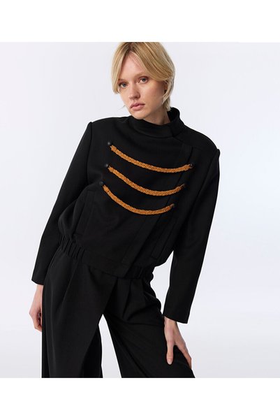 JACKET WITH CONTRAST ACCESSORIES AND SHOULDER PADS