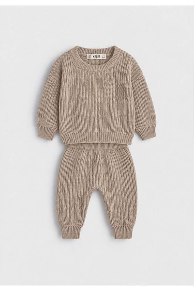 Selanik Knitwear Baby Set 1-5 Years Beige