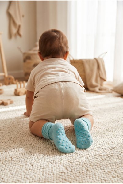 Baby Ankle Curled Cotton Socks Green