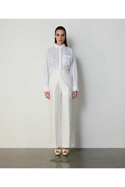 WIDE LEG GABARDINE PANTS