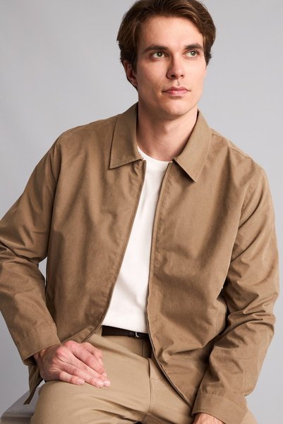 Ultra Light Slim Fit Polo Collar Lined Zippered Jacket Coat H1797Ax26Au