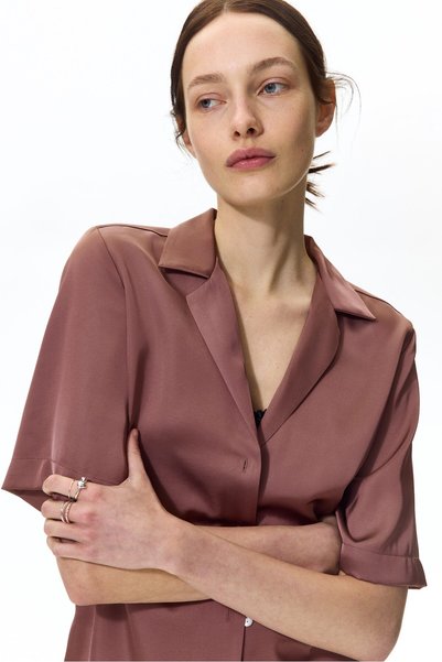 Men's Collar Satin Shirt
