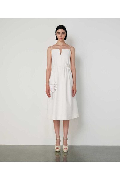 DRESS WITH PALM EMBROIDERY