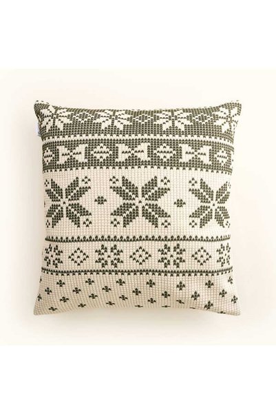 Soft Kopo Throw Pillow - Ecru / Green - 50X50 cm