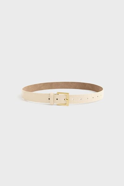 Beige Crocodile Pattern Belt