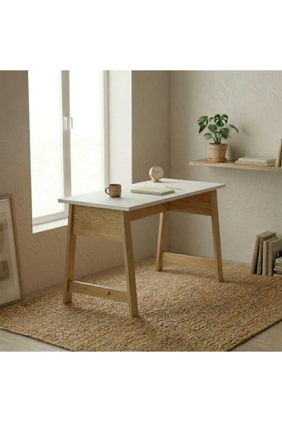 Sintra Study Desk - Basket / White - 75X60X120 cm