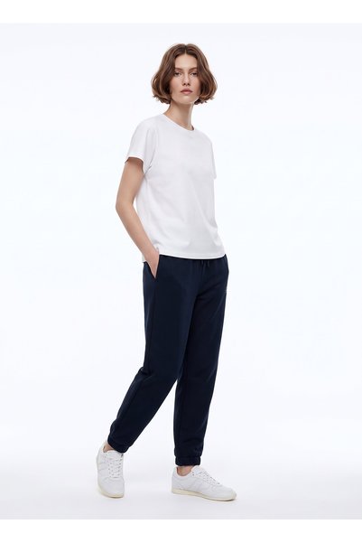 Navy Blue Women's Text Printed Sweatpants J6Wl-Ea7035