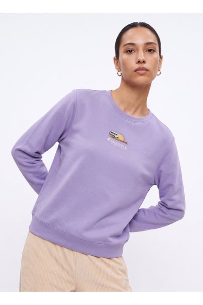 D6Wl-Swt3567 Lilac Comfortable Printed Women's Sweatshirt