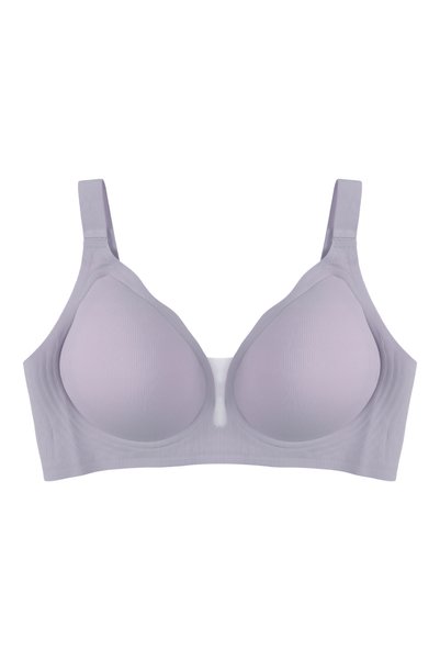 Seamless Shaping Non-Marking Adjustable Strap Plus Size Tulle Detail Ribbed Padded Bra