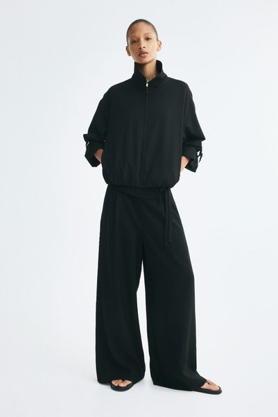 Skirt Hem Balloon Ke Glittery Oversized Jacket