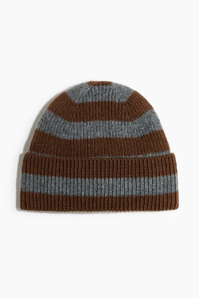 Wool Blend and Rubber Knitted Beanie