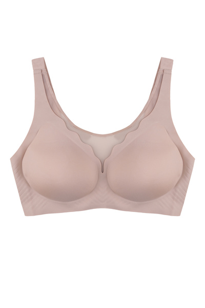 Seamless Gathering Non-Marking Adjustable Strap Plus Size Padded Bra